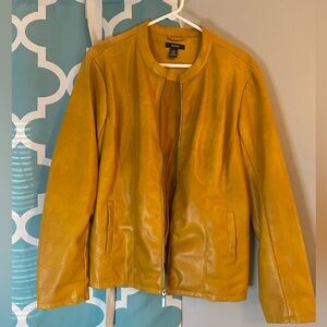 Alfani women’s faux leather jacket, mustard color - size XL